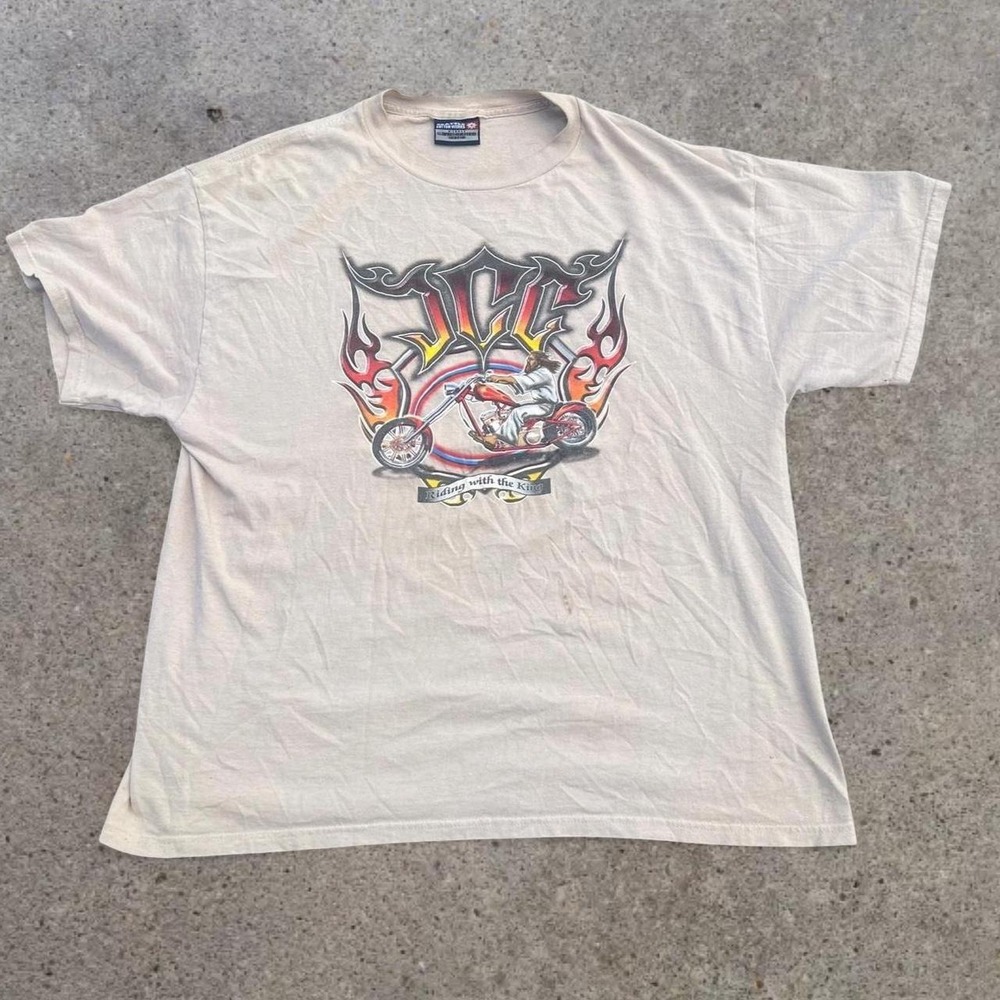 Vintage Y2K JCC Jesus Riding With The King Biker Motorcycle Graphic Tee Mens‎ XL